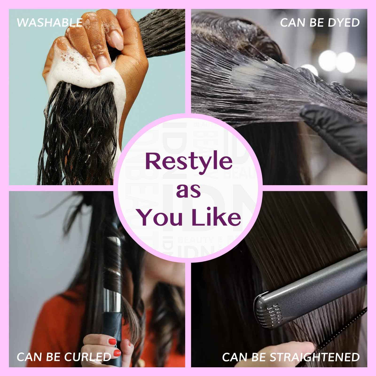 IDN BEAUTY Seamless Clip In Hair Extensions Human Hair, Kinky Straight 16 Inch 130g 9pcs Natural Black Remy Virgin Human Hair Seamless Clip Ins For Black Women PU Weft Invisible Edge