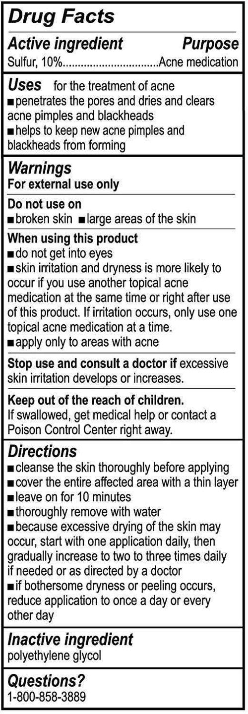 De La Cruz 10% Sulfur Ointment - Cystic Acne Treatment for Face and Body - Daily 10 Min Spot Treatment Mask Safe and Effective Game Changing Hormonal Acne Treatment that Clears Up Pimples 2.6oz 6 Pack
