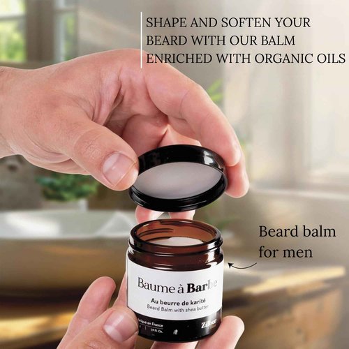 ZilberHaar - Beard Care Kit for Men - 1 Regular Beard Brush + 1 Beard Balm + 1 Moisturizing Cream + 1 Beard Bib - Stiff Boar Bristles and Beech Wood - Supplied in a Velvet Bag
