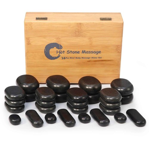 Master Massage 28-Piece Hot Stone Set – Basalt Rocks for Professional & Home Spa Therapy, Healing & Pain Relief