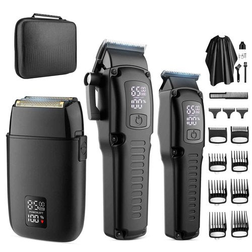 Zesuti Professional Barber Hair Clippers Trimmer Shaver Set for Men,Cordless Hair Cutting Kit & Zero Gap T-Blade Trimmer & 8500 RPM Electric Shaver Combo with EVA Case,Mens Gift