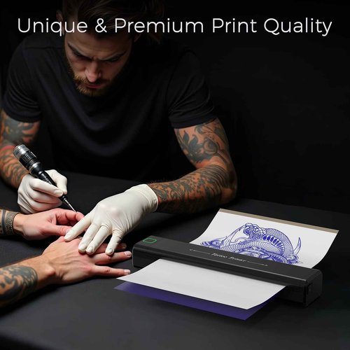 NEWYES Tattoo Stencil Printer Wireless Portable Tattoo Printer Kit Thermal Tattoo Machine for Tattoo Artists & Beginners, Matte Effect Clear Printing, Compatible with Mobile Phone, Pad, PC