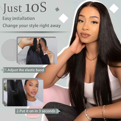 Wear and Go Glueless Wigs Human Hair Pre Plucked Pre Cut 6x4 HD Lace Front Wigs Human Hair Straight Human Hair Lace Front Wigs for Women 26 Inch