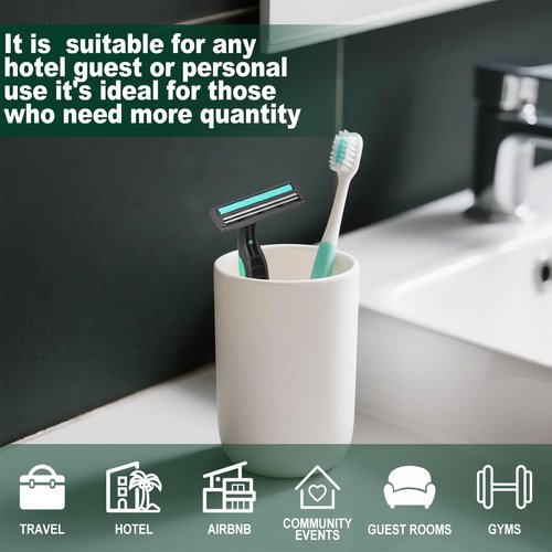 Fafortune Disposable Twin Blade Razors in Bulk, Individually Wrapped - Clear Safety Cap, For Homeless, Hotel, Airbnb, Travel (pack of 400,green)