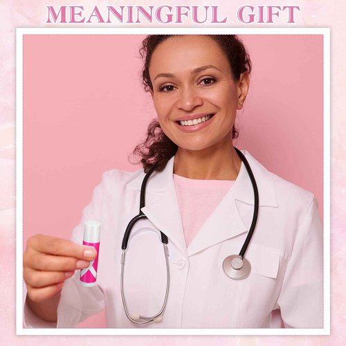 Fumete 100 Sets Breast Cancer Awareness Accessories Gifts Lip Balm Bulks Pink Ribbon Breast Cancer Awareness Items Decorations Natural Ingredients Survivor Gifts Items for Girl Women