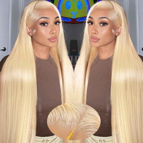 SWOTHEW 613 13x6 HD Lace Front Wig Human Hair 200 Density 613 Lace Front Wig Human Hair Blonde Wig Straight Lace Frontal Wig Human Hair Pre Plucked 24 Inch
