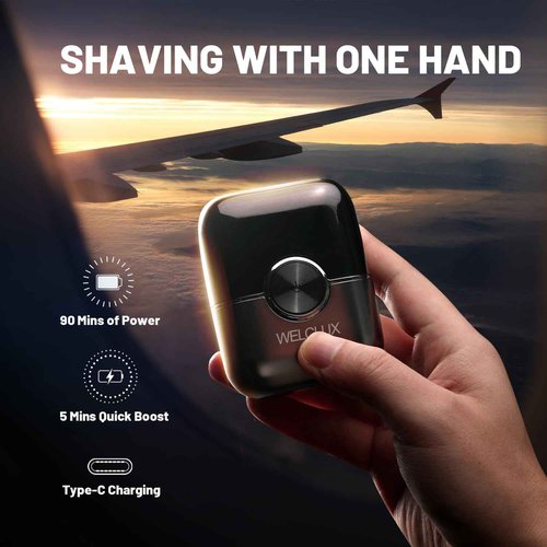 Welclux Electric Foil Shavers for Men: Advanced Mini Electric Razor with 4 Floating Blades & Large LED Display - 2 Adjustable Speeds - IPX7 Waterproof - USB Type C