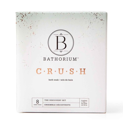 Bathorium Crush 8-Pack Signature Discovery Set, Luxury Bath Soaks, Dead Sea Salt, Epsom Salt, pH Balanced for Women, Gift Set, Each Soak is 4 oz