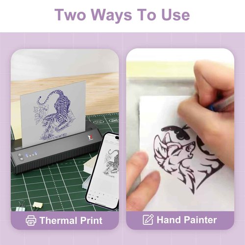 Bagana P8008 Tattoo Stencil Printer, Thermal Bluetooth Temporary Wireless Tattoo Printer Machine with 110pcs Tattoo Transfer Paper