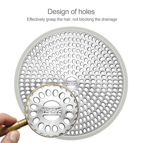 LEKEYE Shower Drain Hair Catcher | Strainer | Shower Stall Drain Cover | Bathroom Drain Protector Stainless Steel and Silicone(Light Gray)