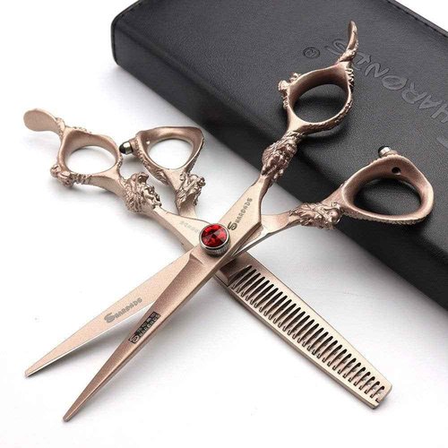 AXEMOORE Hair Scissors 6/7/8/9-inch 440C High Hardness For Hairdressers Haircuts Cuttinging Scissors Professional Haircut(6 inch-2pc)
