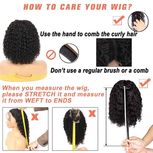 Besurina 16 Inch HD Curly Lace Front Wig Human Hair Pre Plucked for Black Women Glueless 13x4 Kinky Curly Bob Lace Frontal Wigs Human Hair 150% Density Wet and Wavy Natural Color