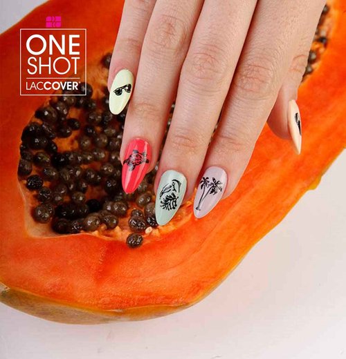 LACCOVER ONE SHOT - NAIL POLISH GEL SET TROPICALIA COLLECTION, 8 COLORS, 1/2 Fl Oz each one, by NAIL FACTORY