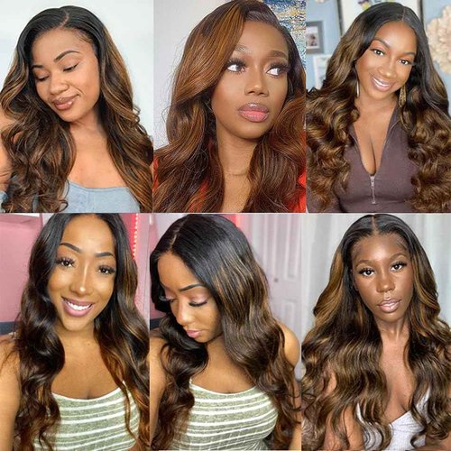 P1B/30 Bundle Body Wave Highight Bundles Human Hair 26 26 26 Inch 3 Bundles Two Tone Brown And Black Bundle Human Hair Weave
