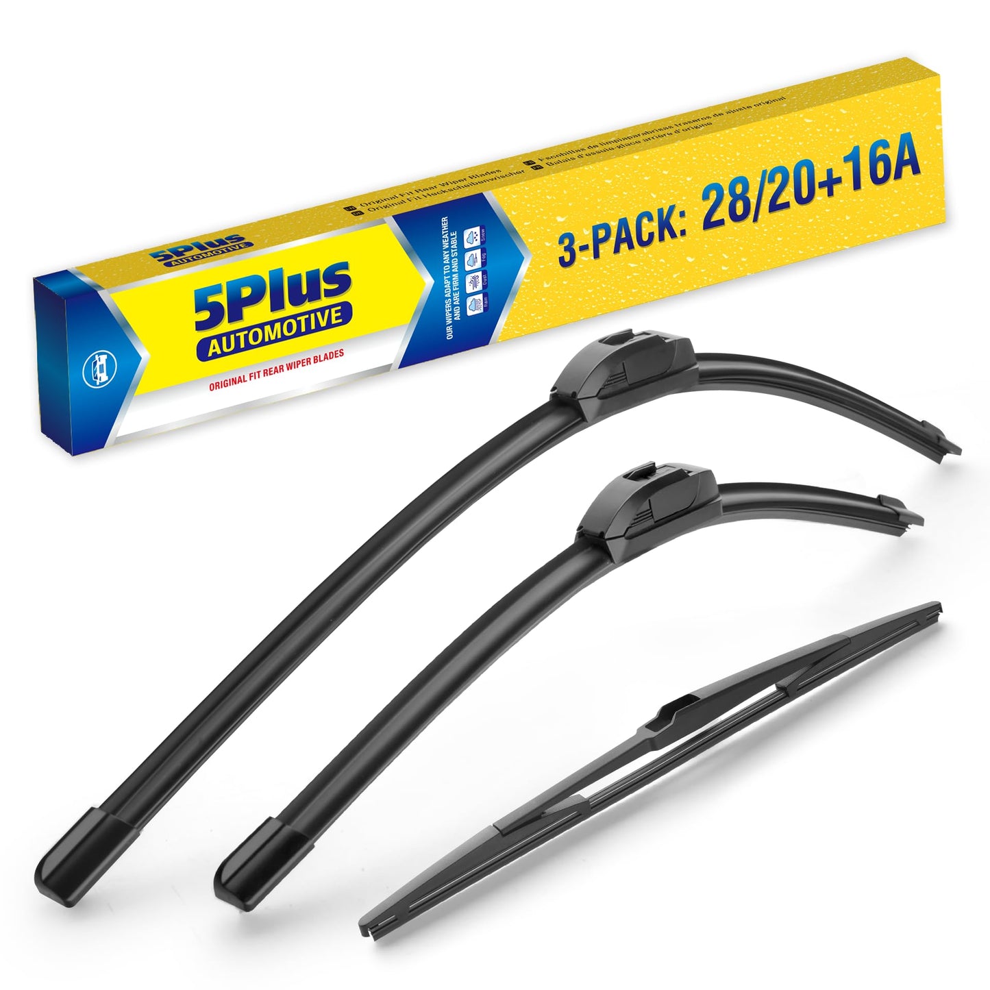 5 PLUS Replacement For TOYOTA Sienna 2020 2019 2018 2017 2016 2015 2014 2013 2012 2011 (Set of 3), 28 Inch + 20 Inch Windshield Wiper Blades with 16 Inch Rear Wiper Blade