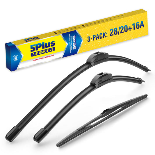 5 PLUS Replacement For TOYOTA Sienna 2020 2019 2018 2017 2016 2015 2014 2013 2012 2011 (Set of 3), 28 Inch + 20 Inch Windshield Wiper Blades with 16 Inch Rear Wiper Blade