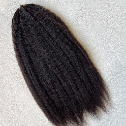 Kinky Straight Knotless Pre Separated Crochet Human Hair Extensions Pre Looped Braids Bundles With Threading Burmese Virgin Human Hair for Braiding Micro Link Meadow Hair 20inch 60g