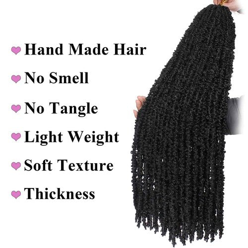 Leeven 40 Inch Long Butterfly Locs Crochet Hair for Black Women 6 Packs Pre-twisted Crochet Butterfly Braids Locs Natural Black Distressed Faux Locs Crochet Hair 1B#