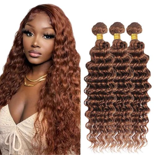 Habiliana Bundles Human Hair 26 28 30 Inch Deep Wave Dark Brown 4 Human Hair Bundles 11A Unprocessed Brazilian Virgin Quick Weave Hair Extensions for Black Women