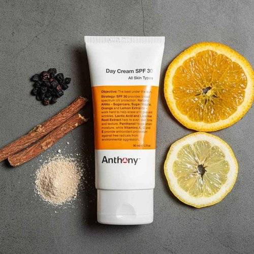 Anthony Day Cream SPF 30, 3 Fl Oz, Contains Squalane, Glycerin, Soy and Vitamin E, Hydrates, Nourishes, and Sunscreen Provides Broad Spectrum Protection To Skin (Pack Of 3)