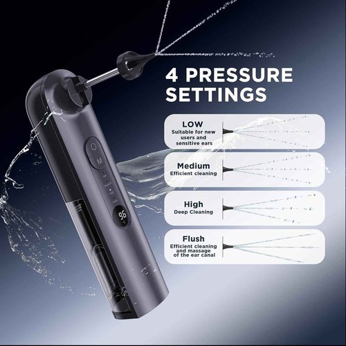 Ear Wax Removal Tool-Ear Cleaner-Ear Cleaning Kit, Safe & Effective Electric Triple Jet Stream Ear Cleaner with 6 Reusable Tips USB Rechargeable