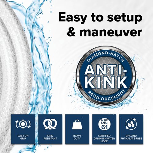 Camco TastePURE 4-Ft Water Hose - RV Drinking Water Hose Contains No Lead, No BPA & No Phthalate - Features Reinforced Design & Crafted of PVC - 1/2” Inside Diameter, Made in the USA (22763)