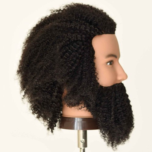 Newshair Male Mannequin Head 8"-10" 100% Human Hair Curly Hair Hairdresser Cosmetology Mannequin Manikin Training Head Hair and Free Clamp Holder