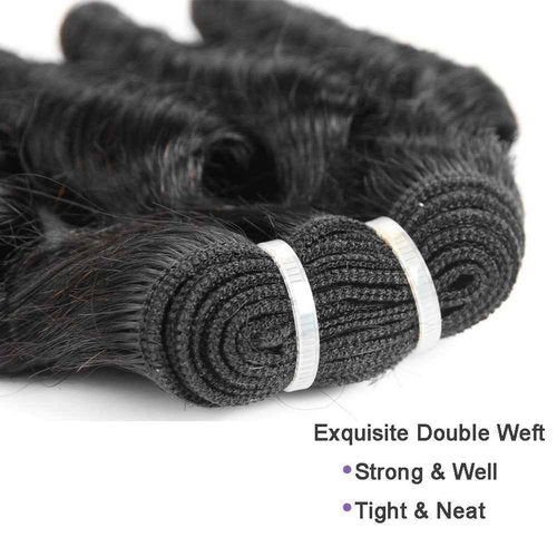 Molefi Brazilian Funmi Hair 3 Bundles burmese curly bundles human hair Short Curly Weave 9A Unprocessed Brazilian Human Hair Extensions 100g/pc Full Head Natural Color (12" 12" 12")