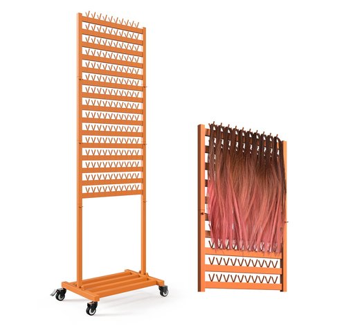 Suuiwau Metal Braiding Hair Rack 300 Pegs, Height Adjustable, Mobile Hair Holder Organizer with Wheels, 2 Sided Extension Separator Stand, Standing Storage for Stylists, Braiders, Salon, Beauty School