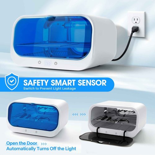 Nail Tool Sterilizer Cleaning Cabinet, LXIANGN Smart Sterilizer for Esthetician 12L Double Layer Large Capacity Cleaner Box Machine for Beauty Salons, Spas, Baby Bottle, Toys, Home Use (White)