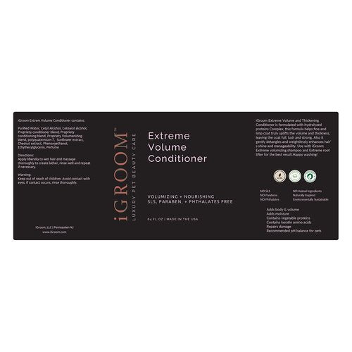 iGroom Extreme Volume Dog Conditioner, Luxury Pet Beauty Care, Adds Body and Volume, Repairs Damage, Made in USA, 64 oz