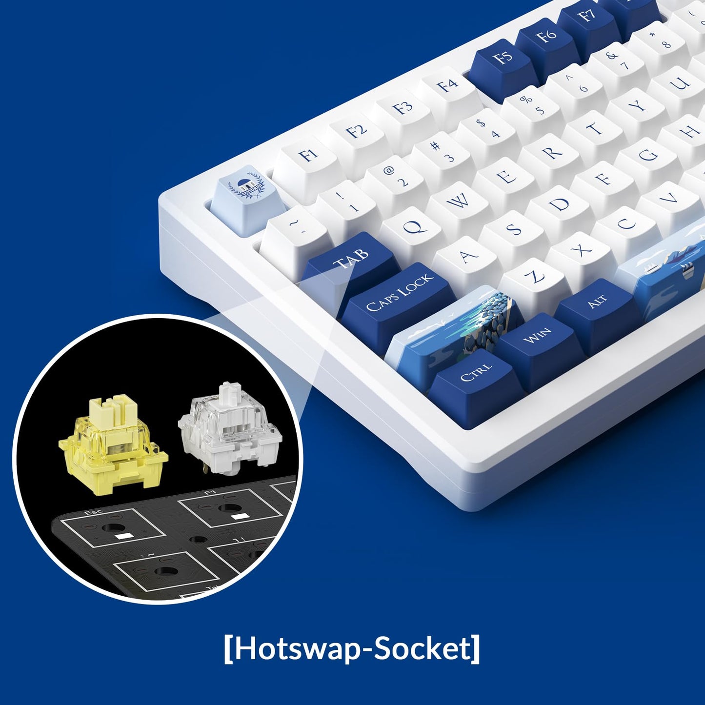 Akko Gaming Keyboard Rapid Trigger with Magnetic Switches, 75% 8k Polling Rate Mechanical Hall Effect Keyboard with Knob MOD007B HE PC Santorini Wired/Wireless (Kailh Sakura Pink Magnetic Switch)