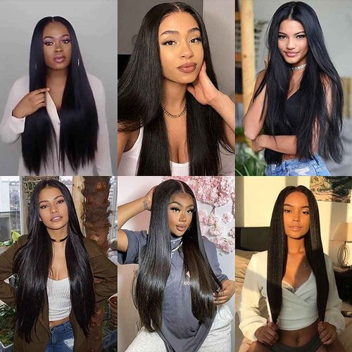 Human Hair Bundles Straight Bundles 26 28 30 Inch Unprocessed Brazilian Virgin Hair Weave 3 Bundles Straight Human Hair Extensions #1B Natural Color Bundle 50 Grams Per Bundle