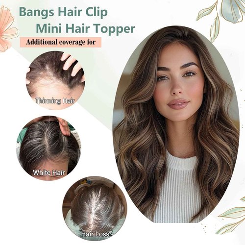 Paraglame 12 Inch Real Human Hair Topper 100% Human Remy Toppers for Women with Thinning Hair Clip In No Bangs 360° 3D Cover(12inch, Brown)