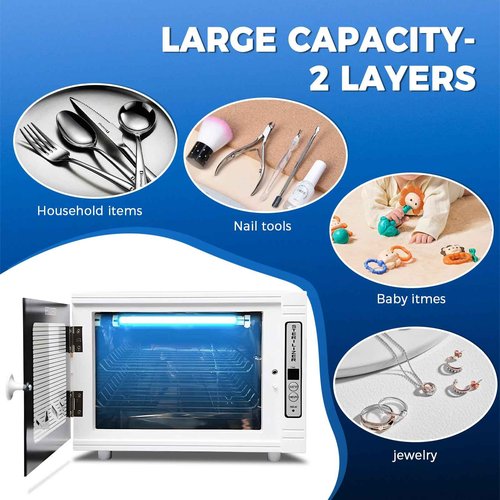 Nail Tool Cleaning Machine 12L High Capacity Dry Heat Cabinet for Home Salon Manicure Tool Cleaner Cabinet