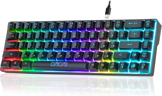 60% Gaming LED Keyboard RGB 68 Keys Layout Wired Keypad with 10 Preset Effects Mechanical Switch Feel Compatible with PC Mac Linux Xbox one PS4 PS5