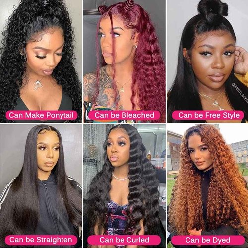 Nervoss Water Wave 13x6 HD Transparent Lace Front Wigs Human Hair Pre Plucked Deep Wave Glueless Wigs Human Hair 180% Denisty Lace Frontal Wigs Human Hair for Women Natural Black Color 22 Inch