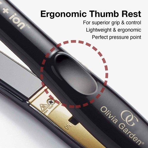 Olivia Garden Travel Size 5/8" Ceramic + Ion Professional Flat Iron Dual Voltage with Heat Resistant Mat/Pouch and Detangling Brush