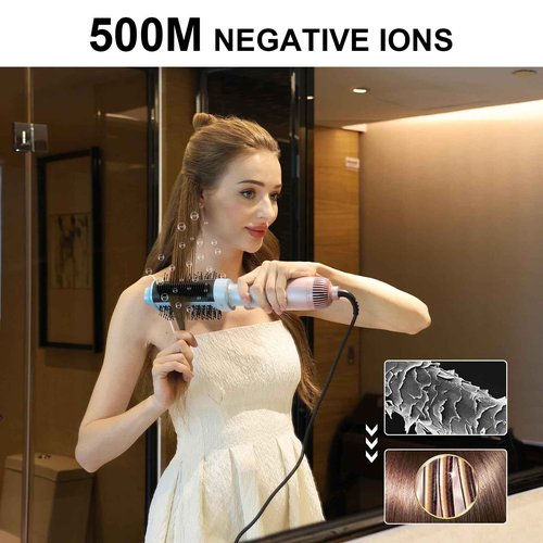 BEAUTYOVO 2-in-1 Blow Dryer Brush & Hair Straightener, 850W Ionic Ceramic Hair Dryer Brush with 3 Heat Settings, Frizz Control for Curly/Thick Hair, Portable Styling Tool for Travel & Home Use