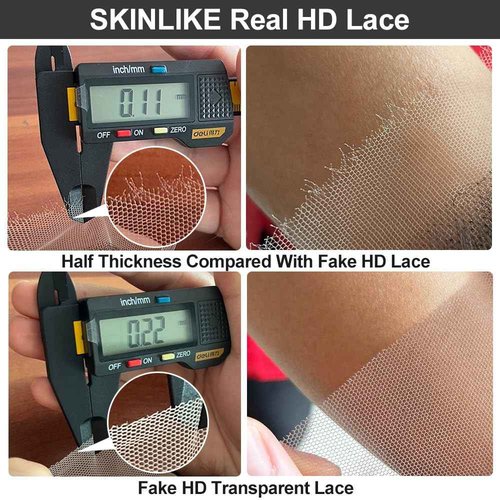 SKINLIKE Real HD Lace Frontal Human Hair Pre Plucked Natural Hairline Invisible Closure Ultra Thin Swiss HD Lace Bleach Knots Closure Human Hair with Baby Hair (13x4 Hd Straight, 14 inch)