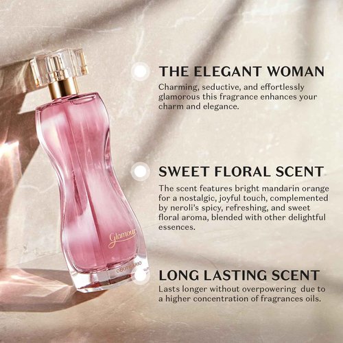 O Boticário Glamour Eau de Toilette, Long-Lasting, Sweet and Floral Fragrance Perfume for Women, 2.5 Ounce