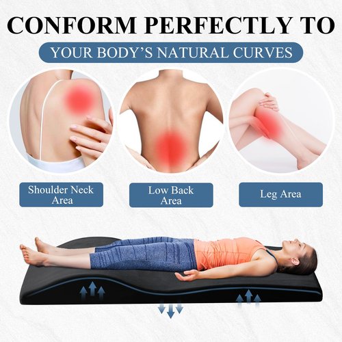 Curvy Massage Bed Topper - High Density Foam Lash Bed Topper with Soft Touch Short Plush and Ergonomic Design, Non-Slip Esthetician Massage Table Mattress Pad for Beauty Salon, 70x28 Inch, Black