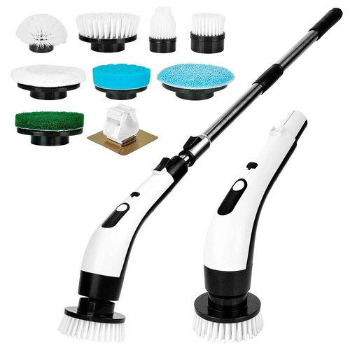 8 - in - 1 Electric Spin Scrubber, Cordless Cleaning & Shower Scrubber with Adjustable Handle, IPX7 Waterproof for Bathroom, Tile, Car, Kitchen, Floor, Tub | 8 Brush Heads, Powerful Horsepower