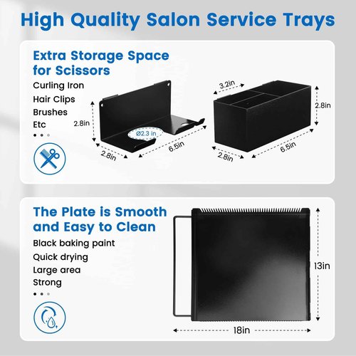 Rolling Salon Tray, Hairstylist Tray on Wheels with Holder and Hair Separator Stand for Salon Station, Salon Tray Cart, Salon Trolley Cart for Salon&Home Use