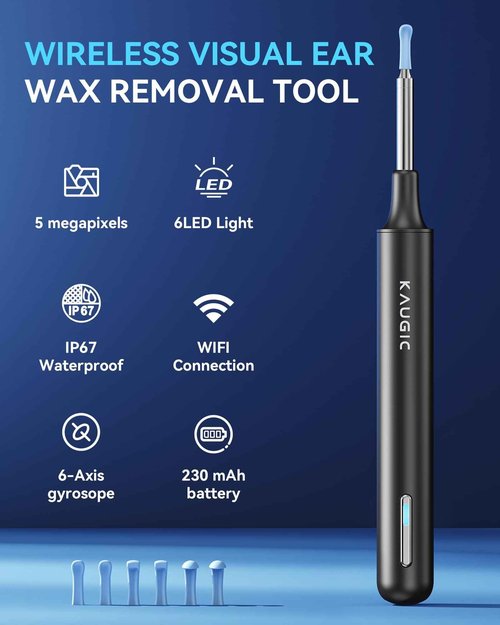 Electric Ear Wax Removal with 1080P Ear Camera, Water Powered Ear Cleaner with 4 Mode Settings, 10 Tips, Wireless Otoscope with 6 LED Lights, 8 PCS Earwax Removal Kit Set
