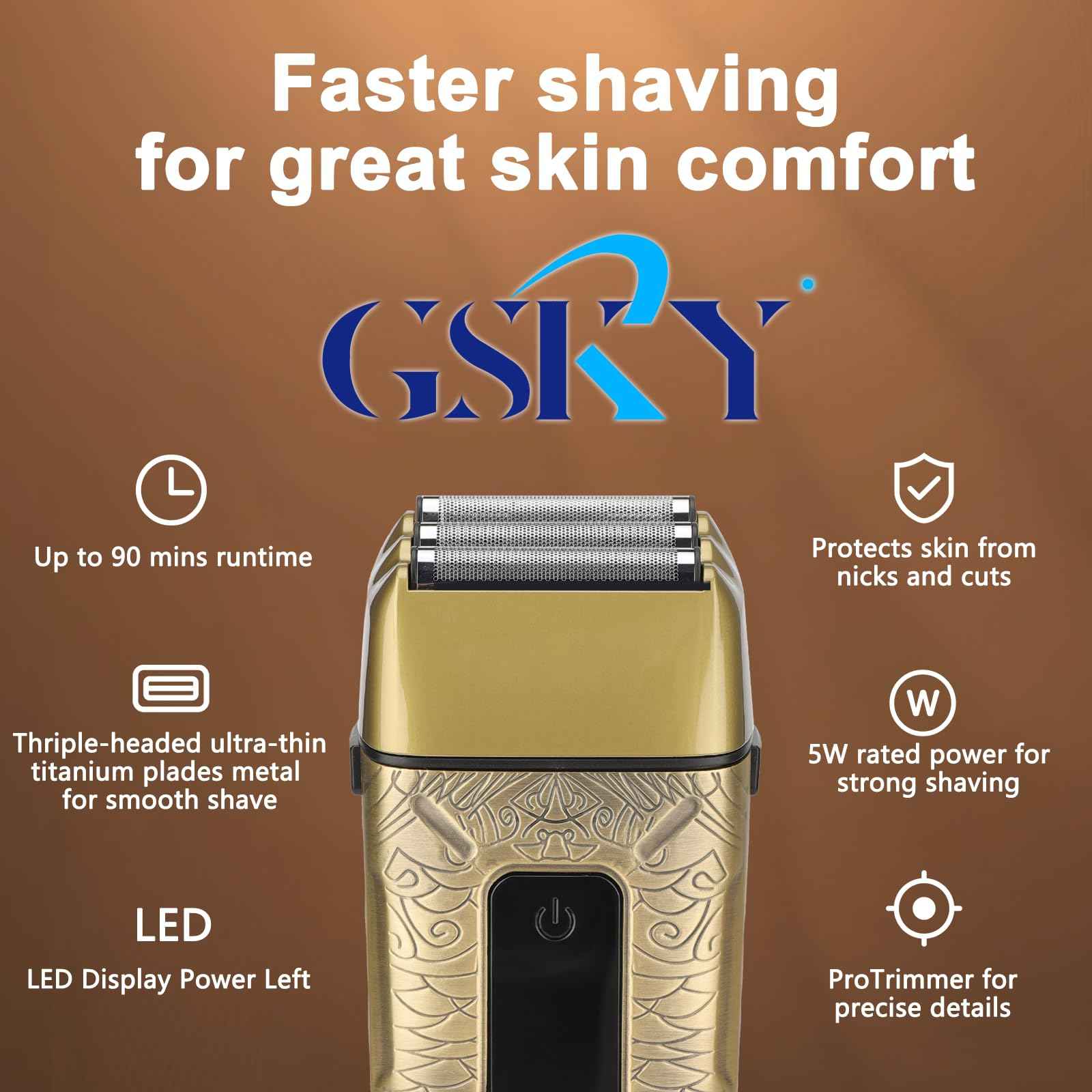 GSKY Professional Hair Clippers, Beard Trimmer for Men Electric Razor, Clippers and Trimmers Set Shavers for Men, Barber Clippers Hair Cutting Kit