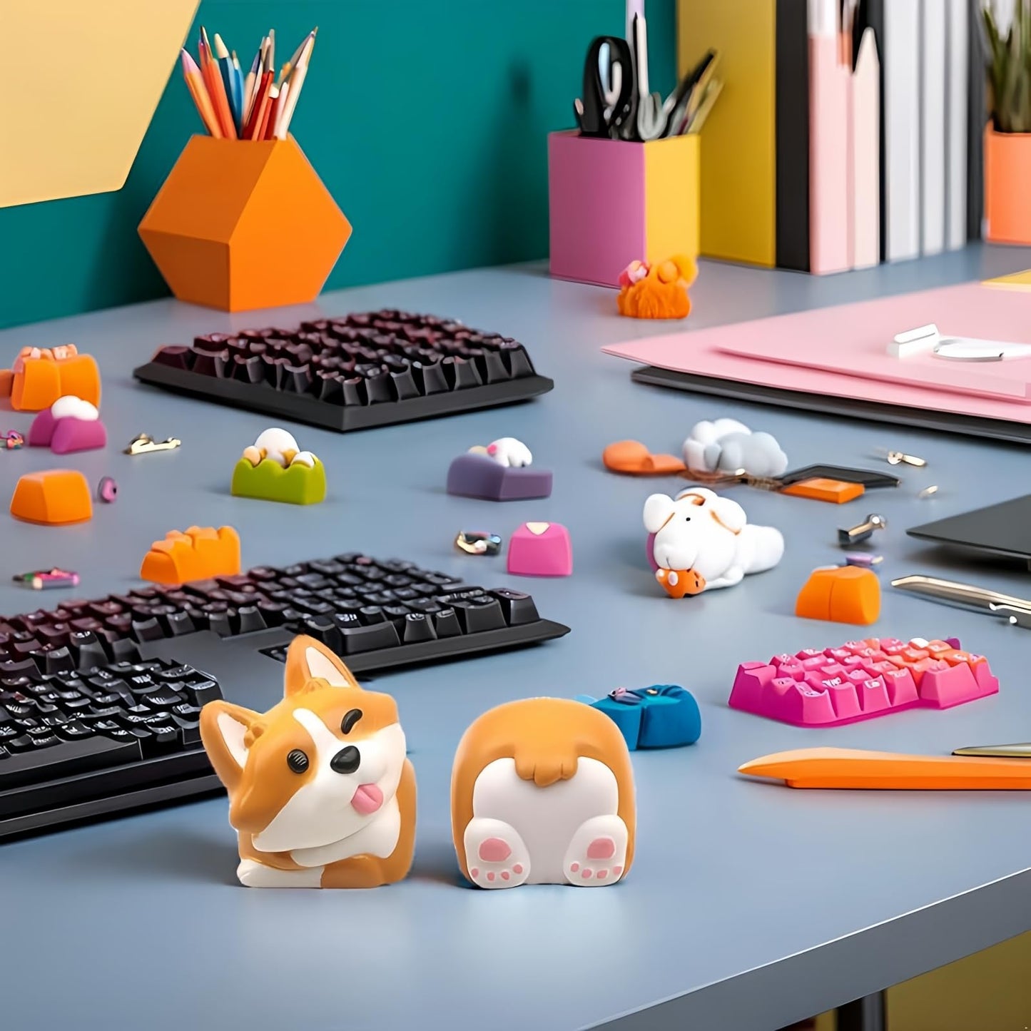 ZMX Artisan Keycap,Cute Dog Keycaps Custom Keyboard Keycaps Kawaii Cartoon Resin Key Cap for Cherry MX Switches Mechanical Gaming Keyboard Personalized Novelty Anime Replacement R4 Keycap (Yellow)