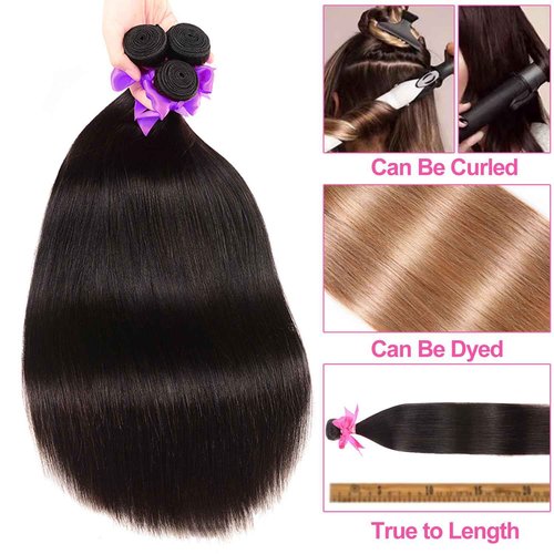 Straight Bundles Human Hair 10A Human Hair 3 Bundles Straight Hair 22 24 26 Inch Brazilian Virgin Deals Human Hair Extensions Natural Color