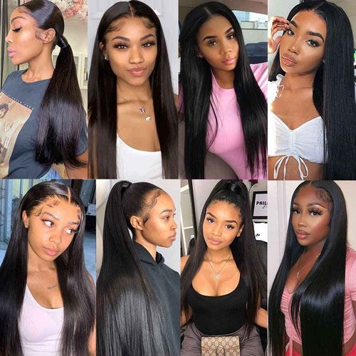 13x4 Straight Lace Front Wigs Human Hair 200% Density Hd Transparent 26 Inch Straight Frontal Wig for Women Glueless Straight Wigs Pre Plucked with Baby Hair Bone Straight Black Wig Brazilian Hair