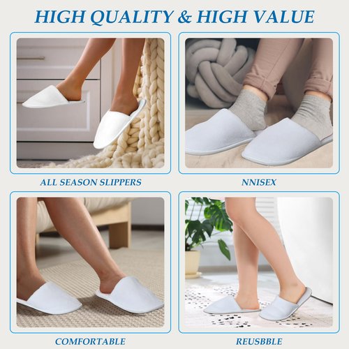 Chicingyou Disposable Slippers for Guest 36 Pairs Velvet Slippers and 400 Pieces Disposable Non Slip Thick Extra Long Shoe Covers for Indoor Outdoor Use